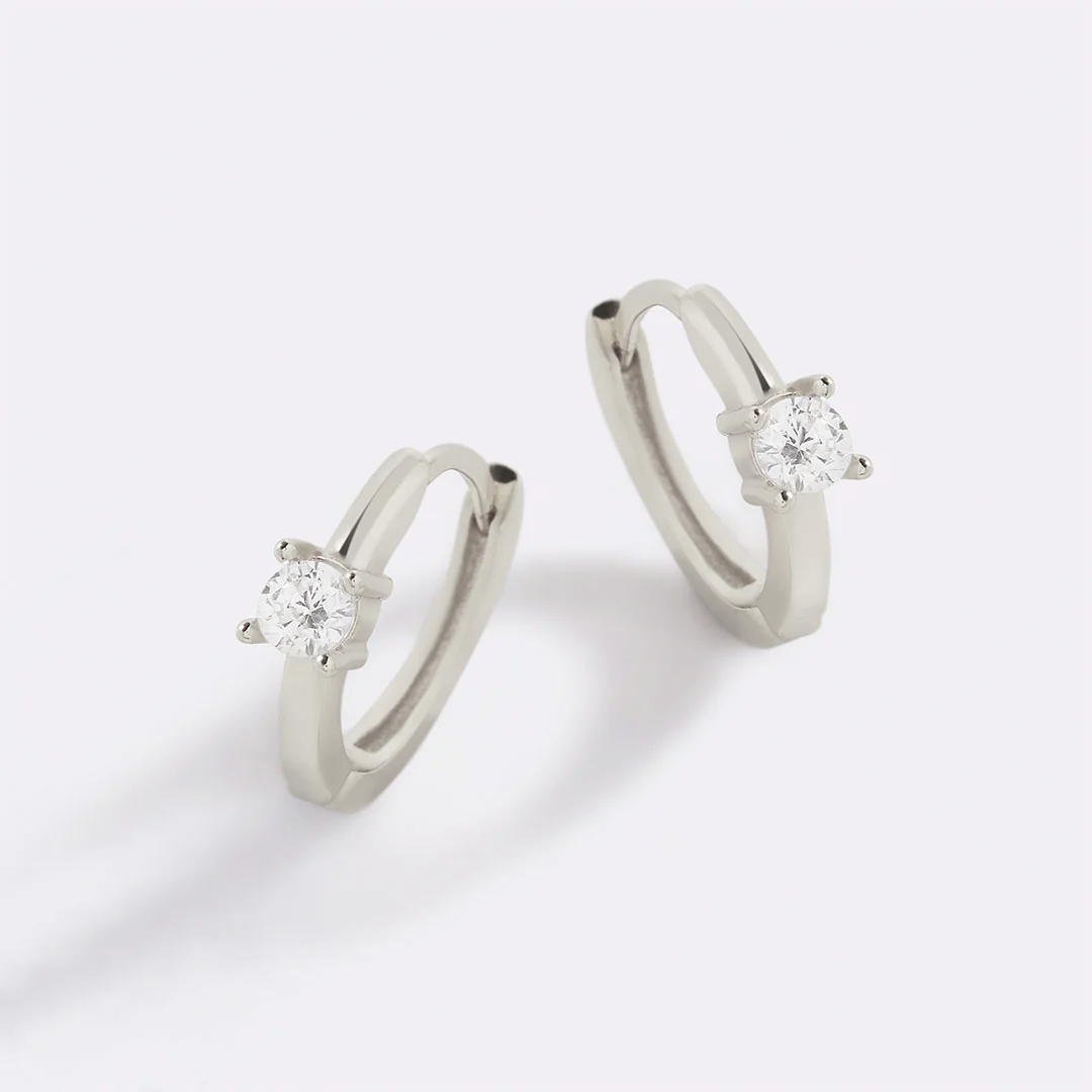 Dainty Single Stone Huggie Hoops - Image 22