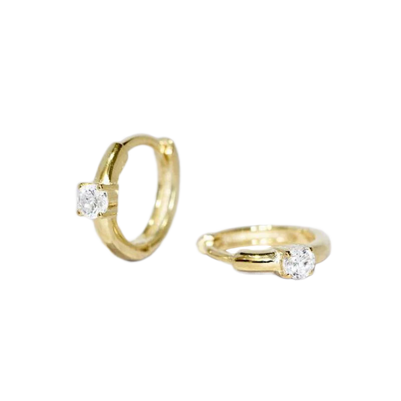 Dainty Single Stone Huggie Hoops - Image 5