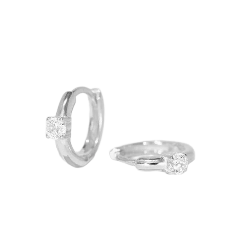 Dainty Single Stone Huggie Hoops - Image 6