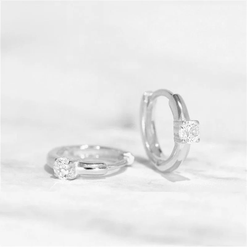 Dainty Single Stone Huggie Hoops - Image 9