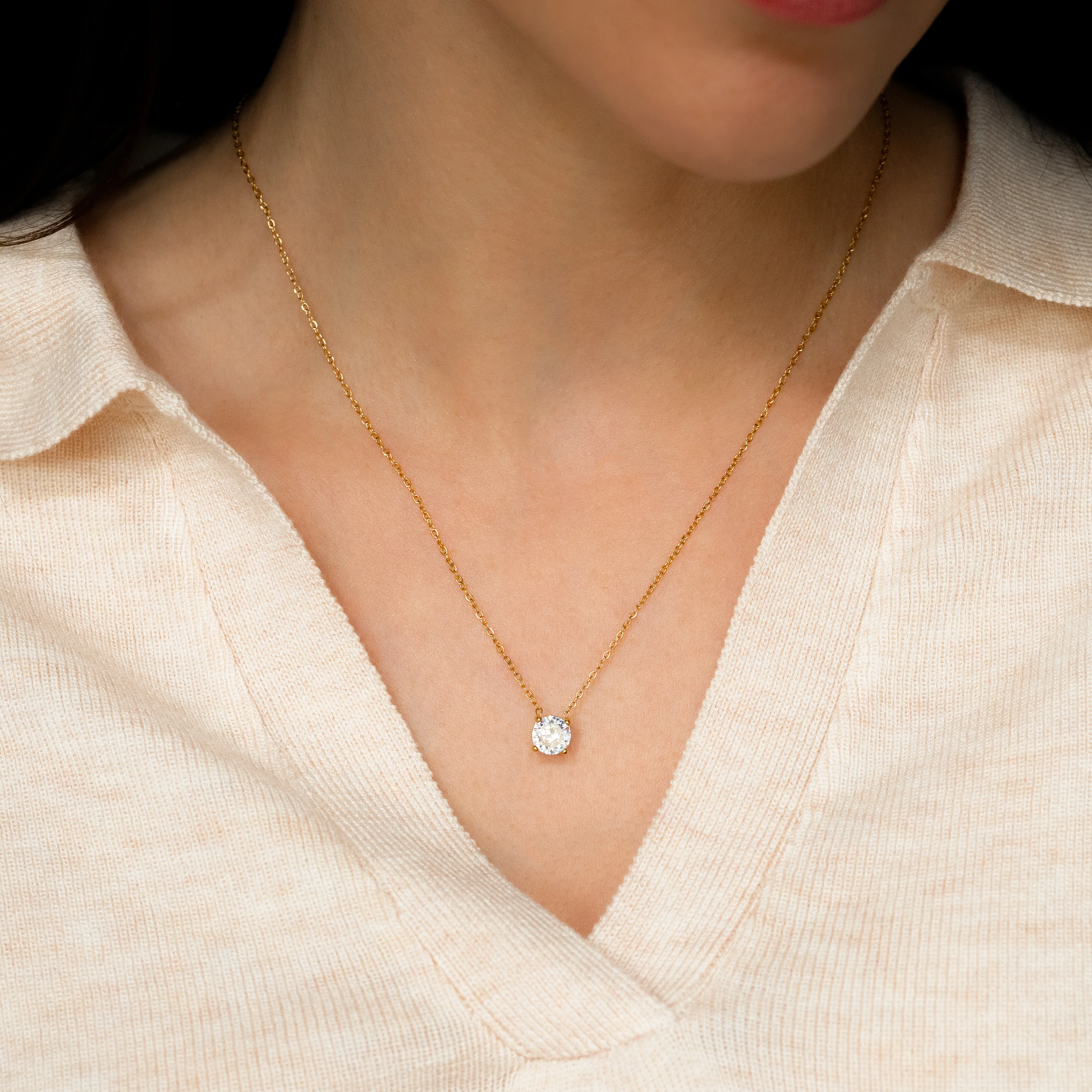 Dainty Solitaire Pendant Necklace - Image 11