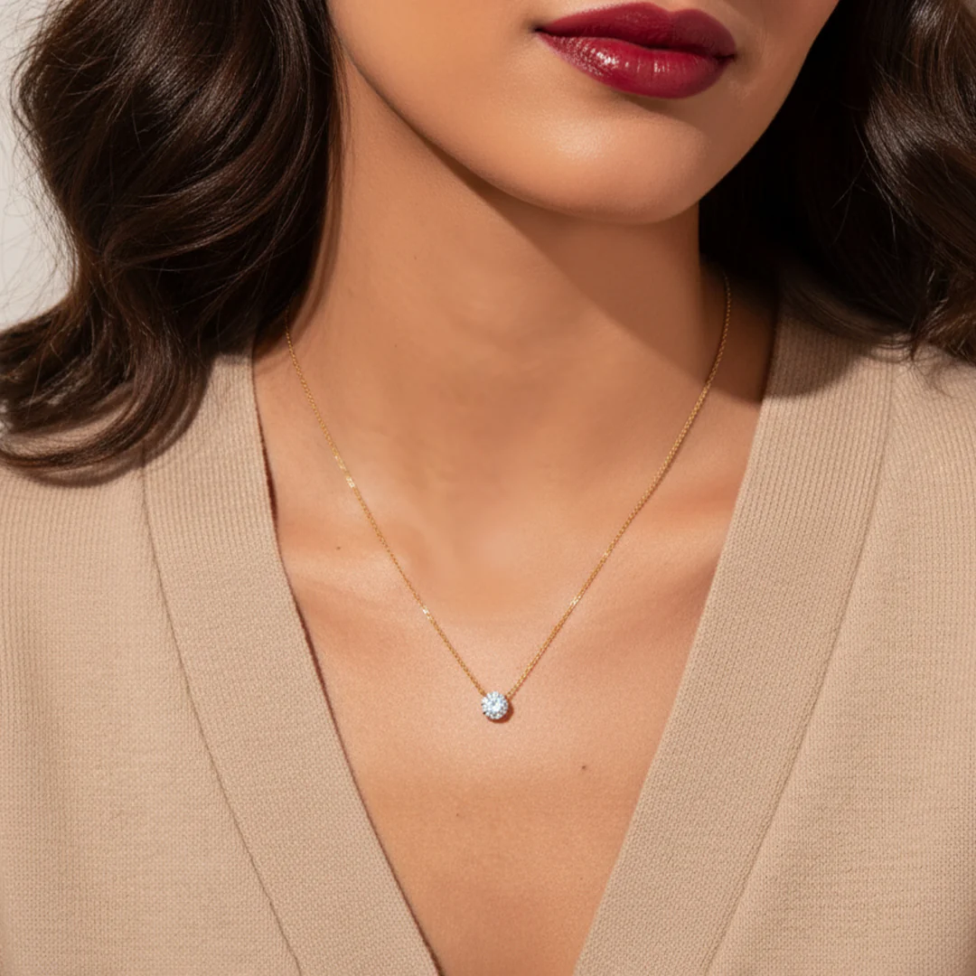 Dainty Solitaire Pendant Necklace - Image 3