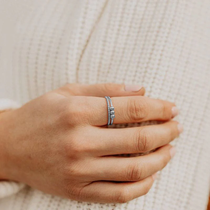 Dainty Stackable Beaded Fidget Ring Set - Image 13