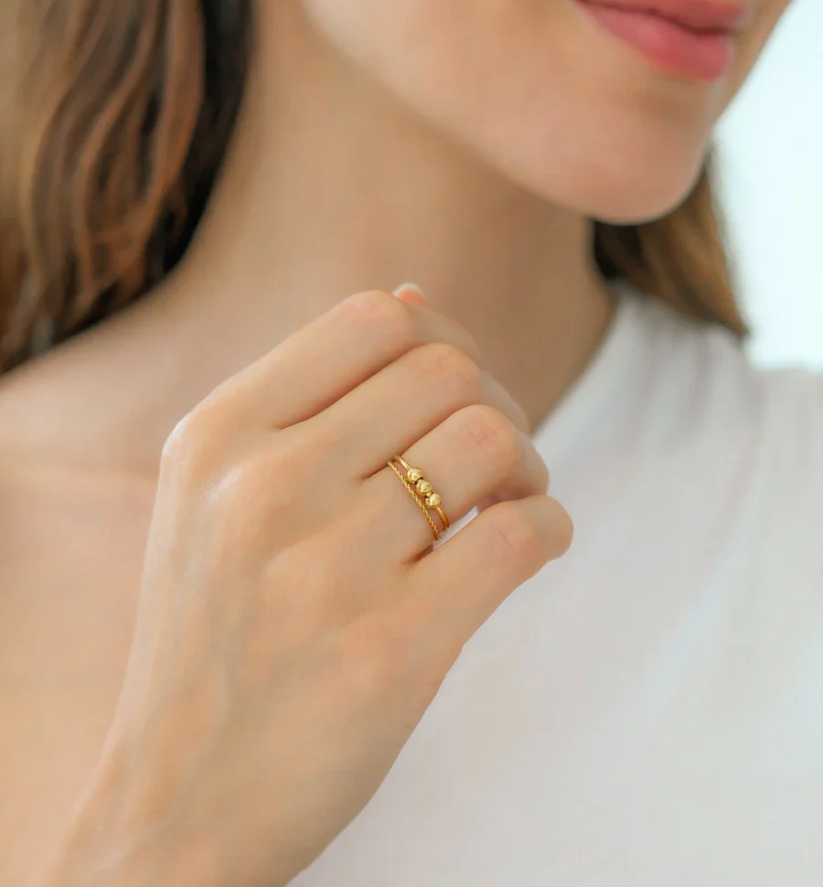 Dainty Stackable Beaded Fidget Ring Set - Image 16