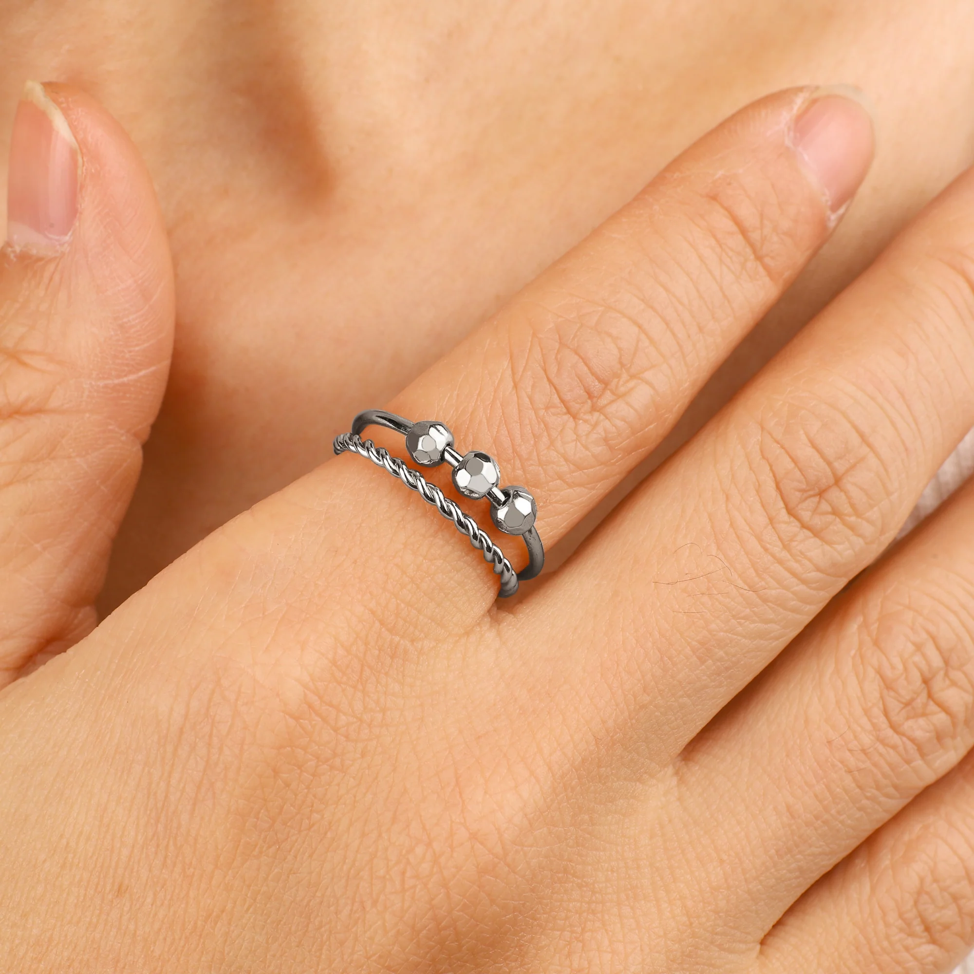 Dainty Stackable Beaded Fidget Ring Set - Image 17