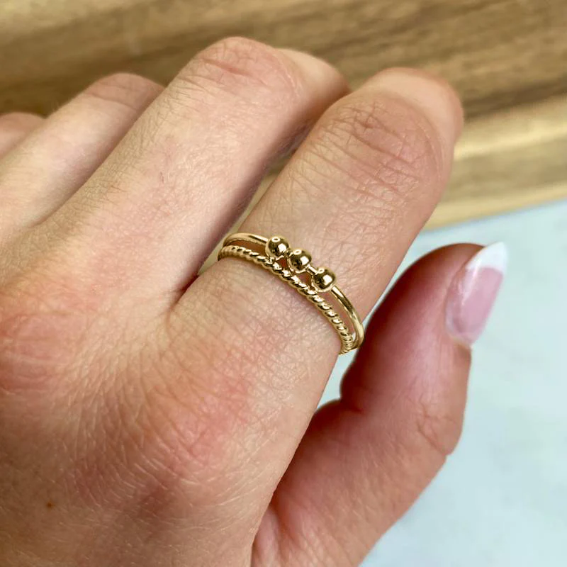Dainty Stackable Beaded Fidget Ring Set - Image 5