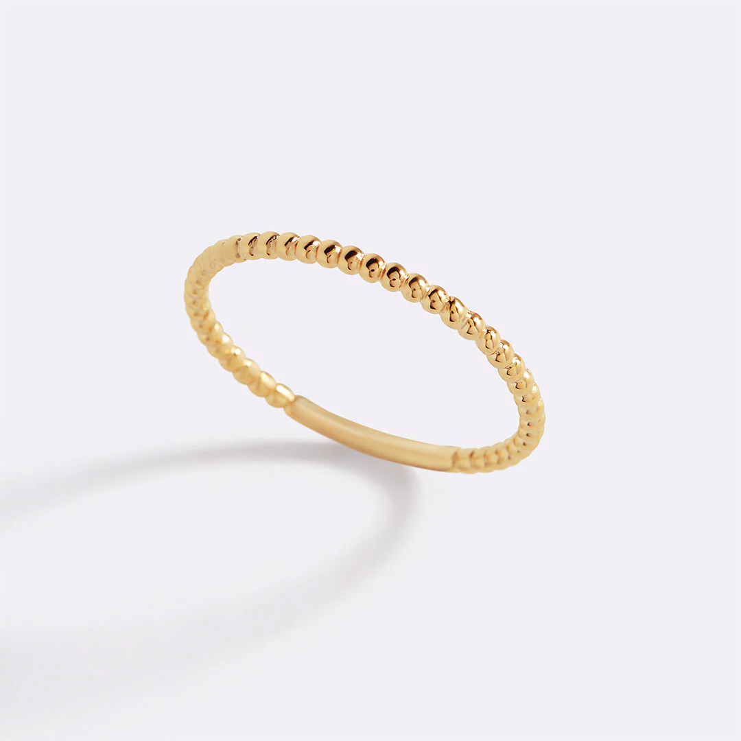 Gold Dainty Stacking Beaded Ring - Image 2