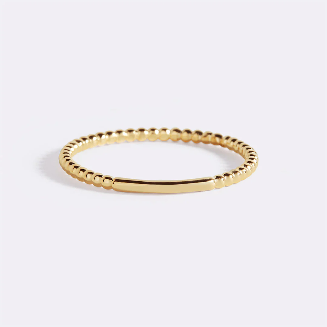 Gold Dainty Stacking Beaded Ring - Image 3
