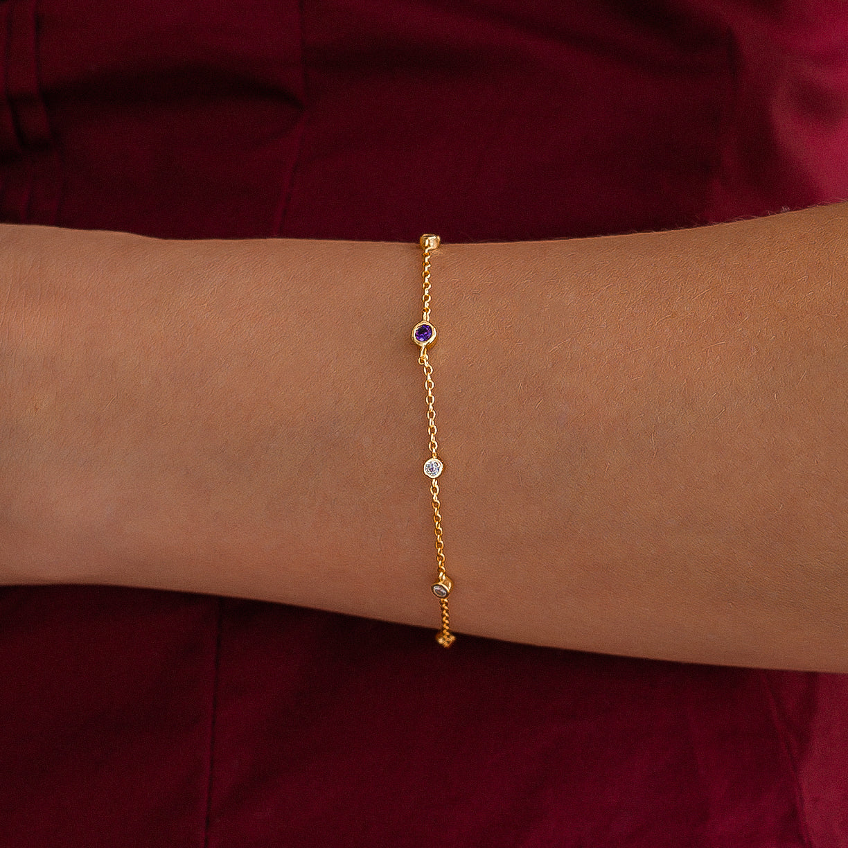 August Birthstone Station Bracelet - Image 8