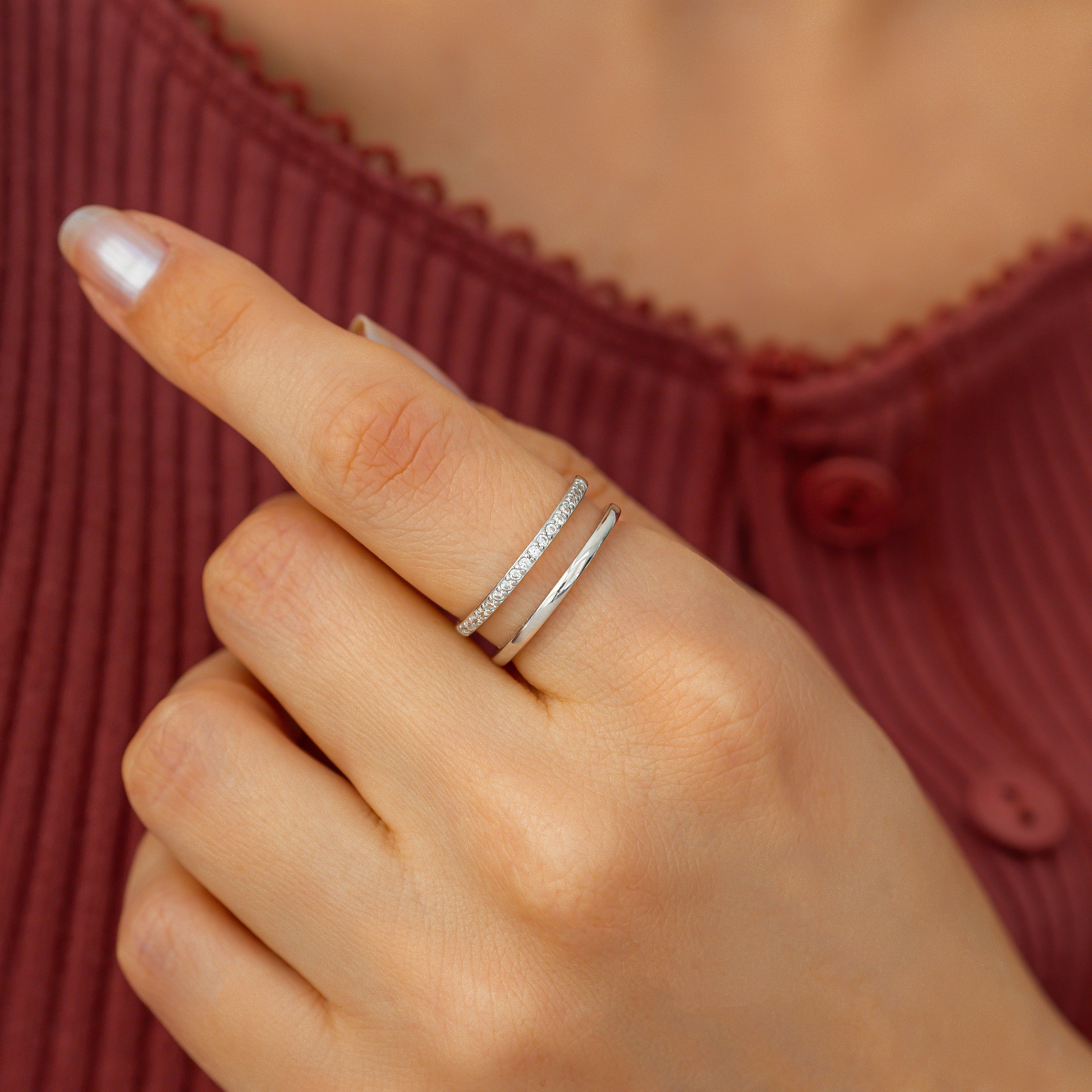 Double Band Pave Ring - Image 17