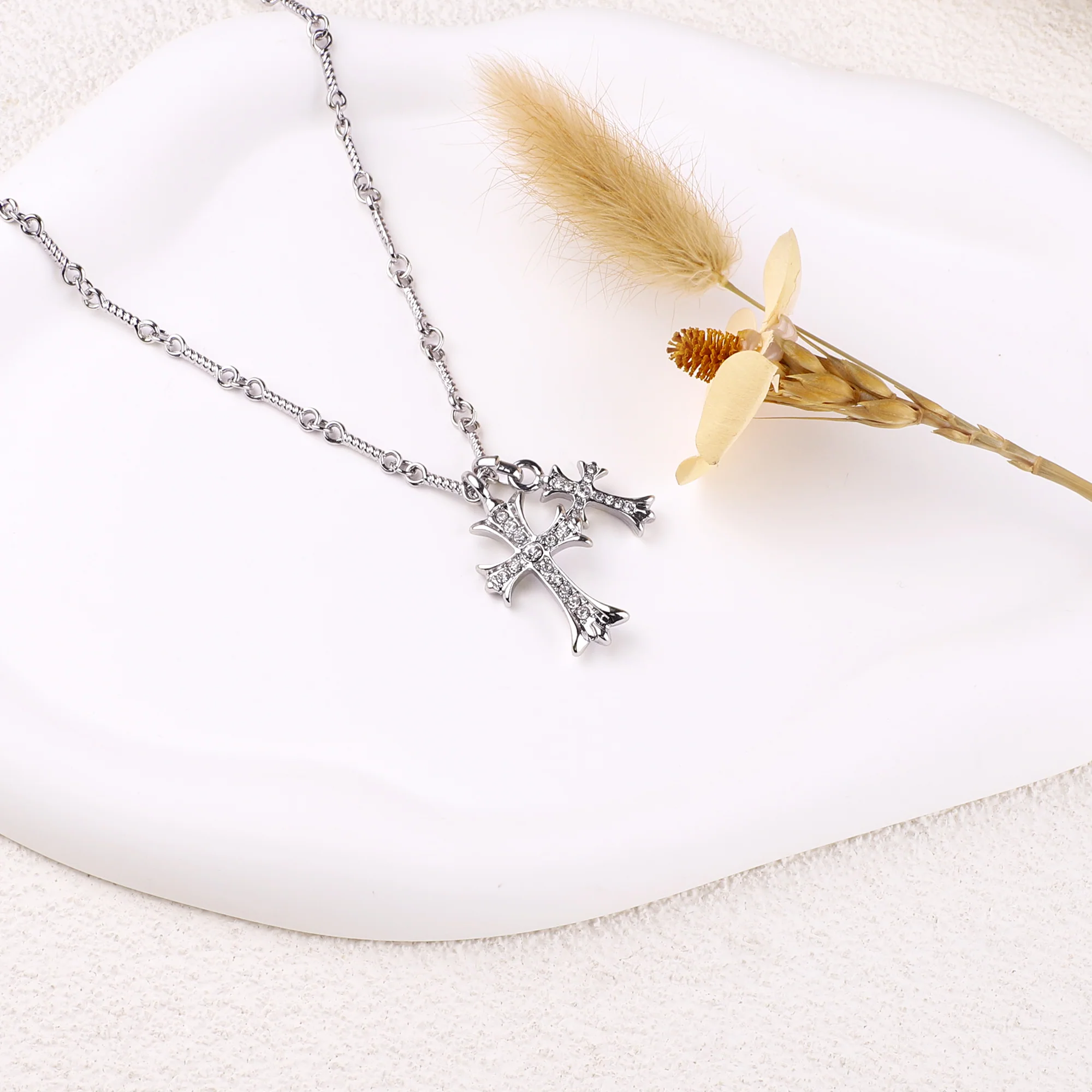 Double Cross Pendant Necklace - Image 18