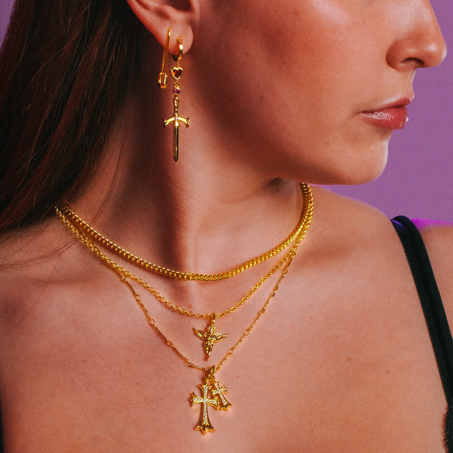 Double Cross Pendant Necklace - Image 9