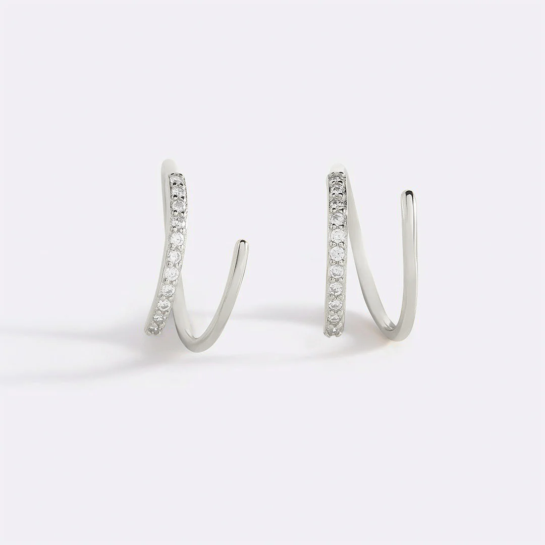 Double Loop Huggie Hoop Earrings - Image 15