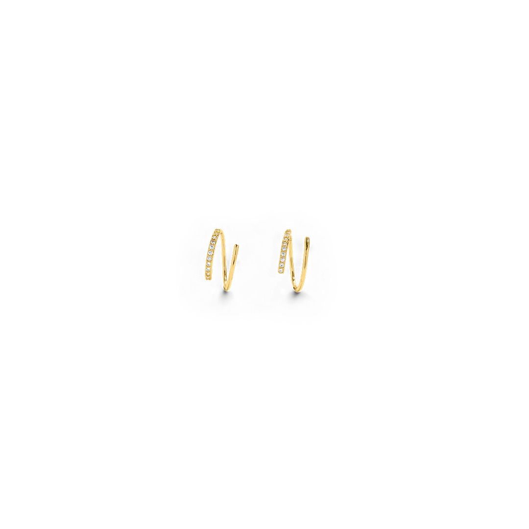 Double Loop Huggie Hoop Earrings - Image 6