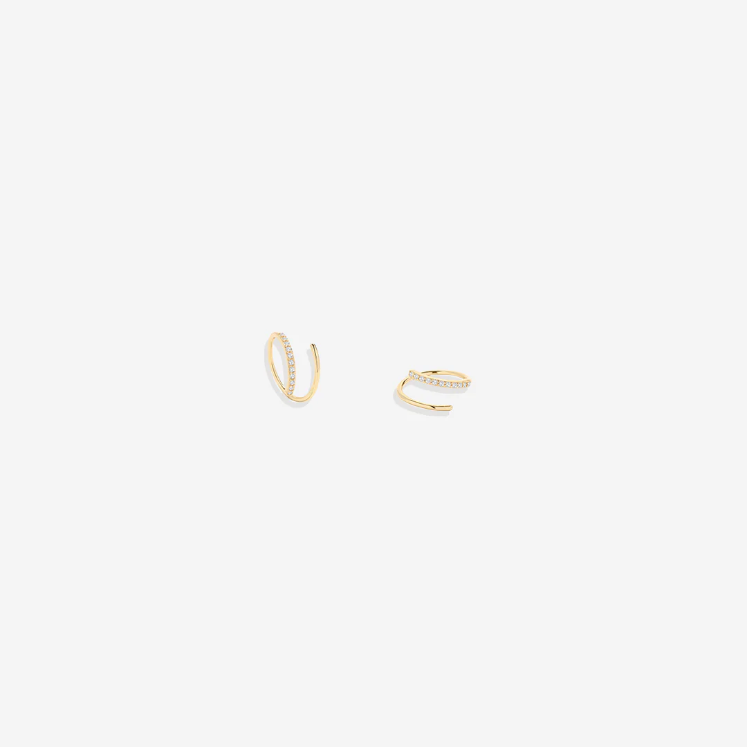 Double Loop Huggie Hoop Earrings - Image 8