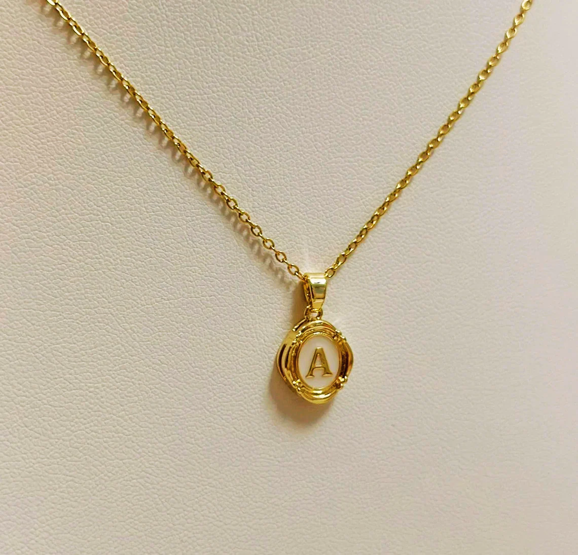 Enamel Initial Pendant Necklace - Image 6