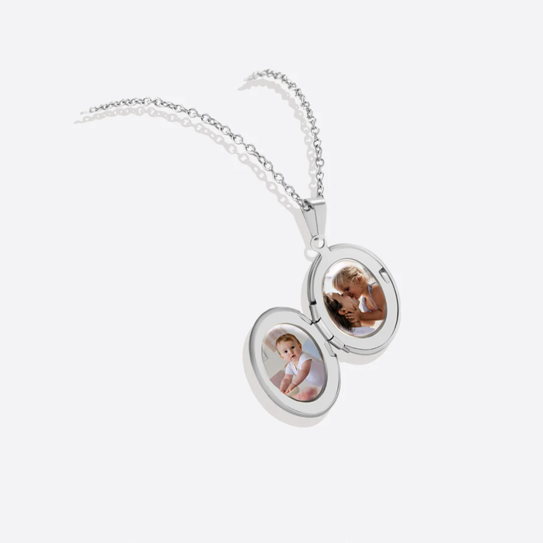 Engraved Oval Photo Locket Necklace - Image 22