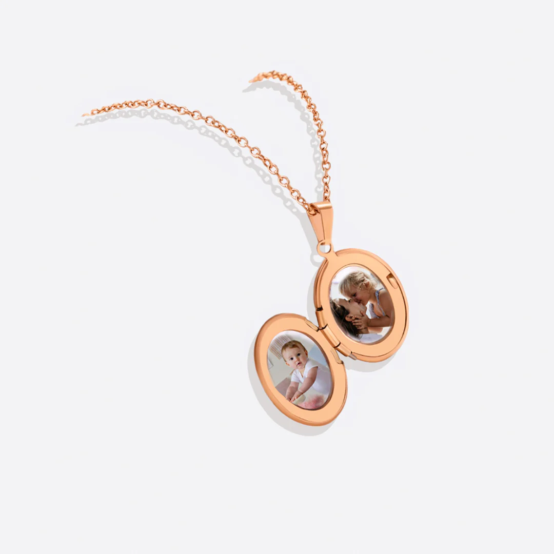 Engraved Oval Photo Locket Necklace - Image 24