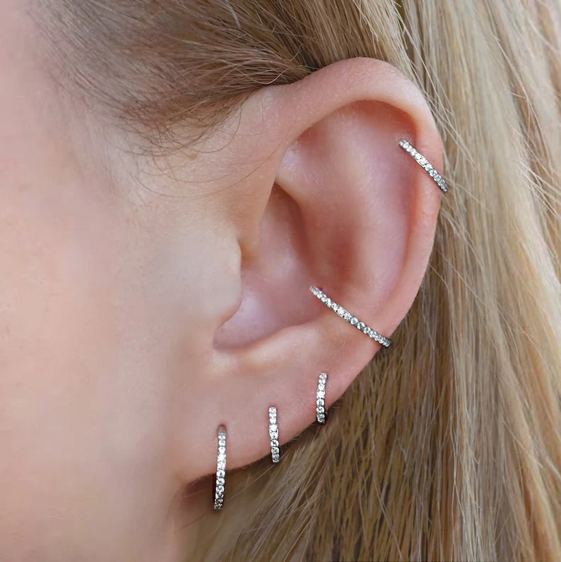 Eternity Crystal Cartilage Hoop Earrings | 16g - Image 9