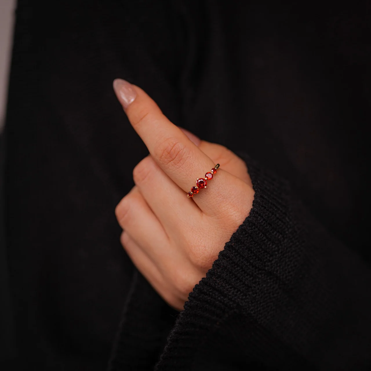 Five Stone Statement Birthstone Ring - Image 4