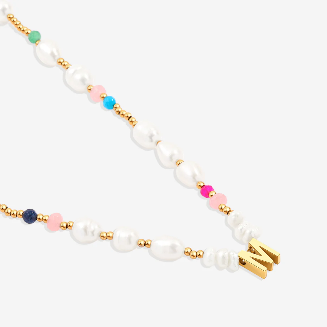 Gemstone and Pearl Initial Necklace - Image 5