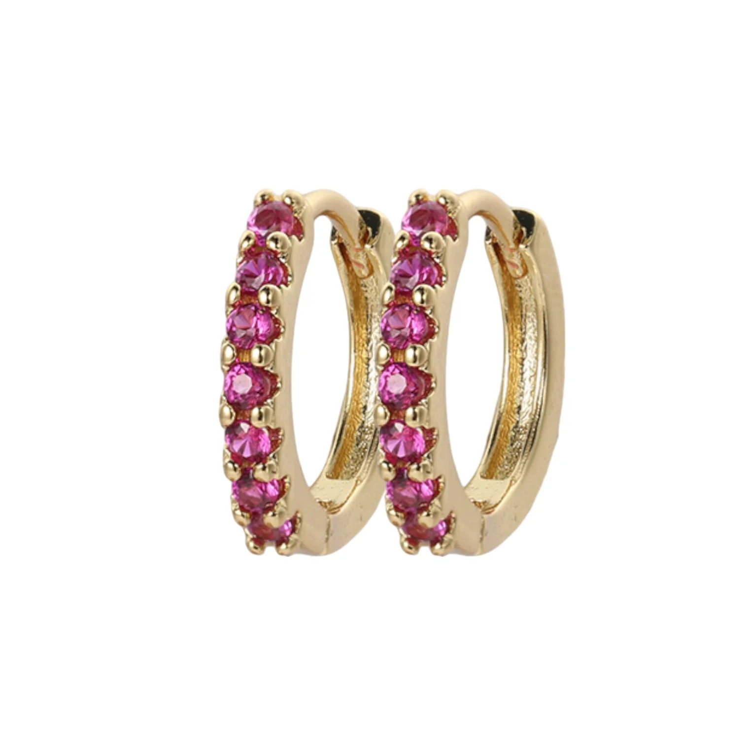 Gemstone Sleeper Huggie Hoop Earrings - Image 11