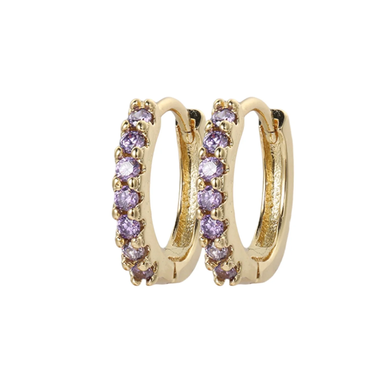 Gemstone Sleeper Huggie Hoop Earrings - Image 18