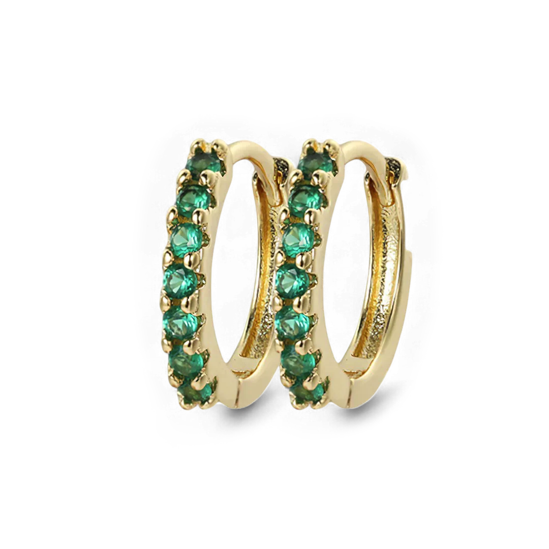 Gemstone Sleeper Huggie Hoop Earrings - Image 32