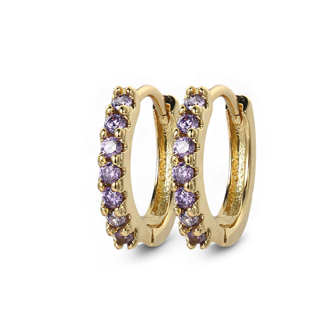 Gemstone Sleeper Huggie Hoop Earrings - Image 33