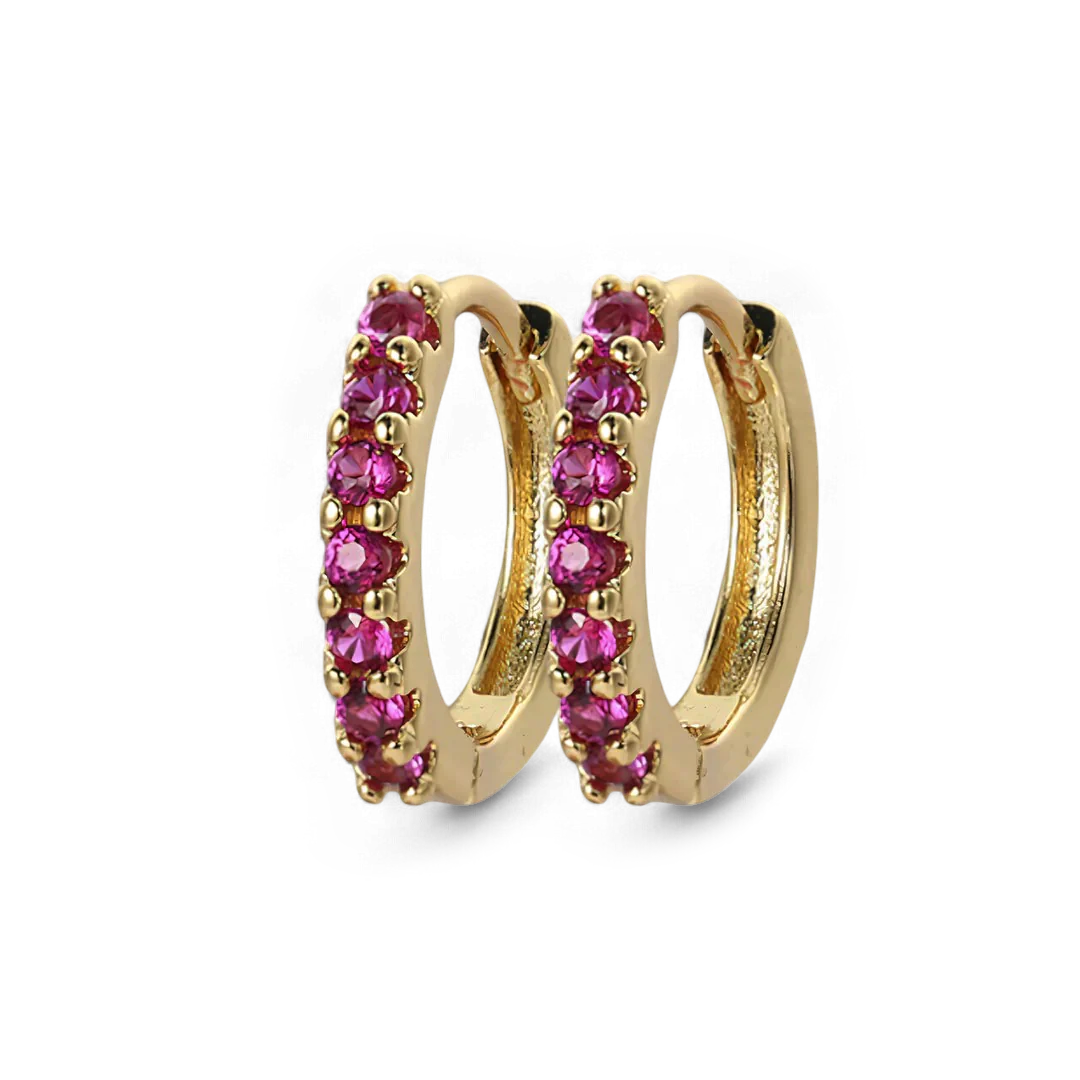 Gemstone Sleeper Huggie Hoop Earrings - Image 36