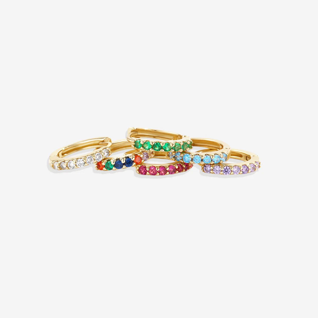 Gemstone Sleeper Huggie Hoop Earrings - Image 38