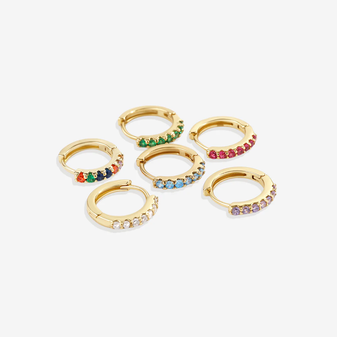 Gemstone Sleeper Huggie Hoop Earrings - Image 39