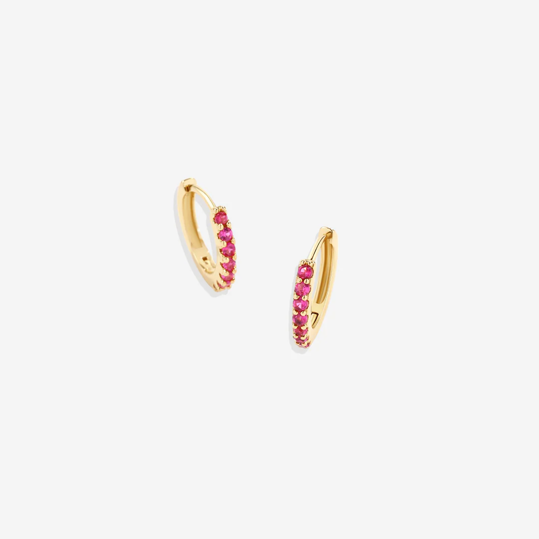 Gemstone Sleeper Huggie Hoop Earrings - Image 41