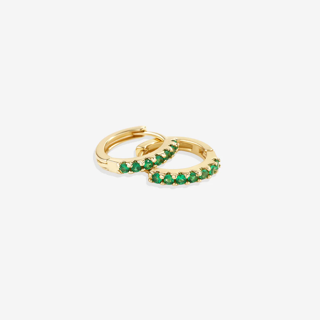 Gemstone Sleeper Huggie Hoop Earrings - Image 43