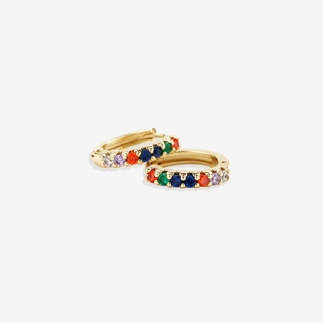 Gemstone Sleeper Huggie Hoop Earrings - Image 44