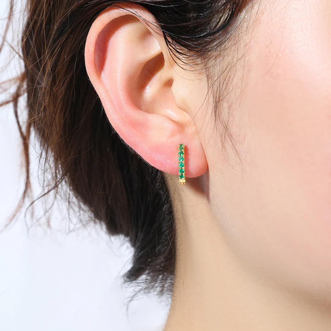 Gemstone Sleeper Huggie Hoop Earrings - Image 46