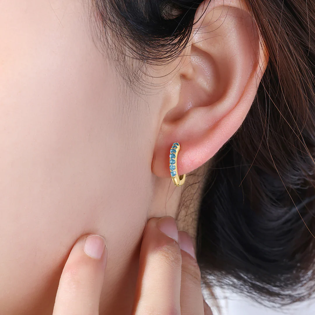 Gemstone Sleeper Huggie Hoop Earrings - Image 47