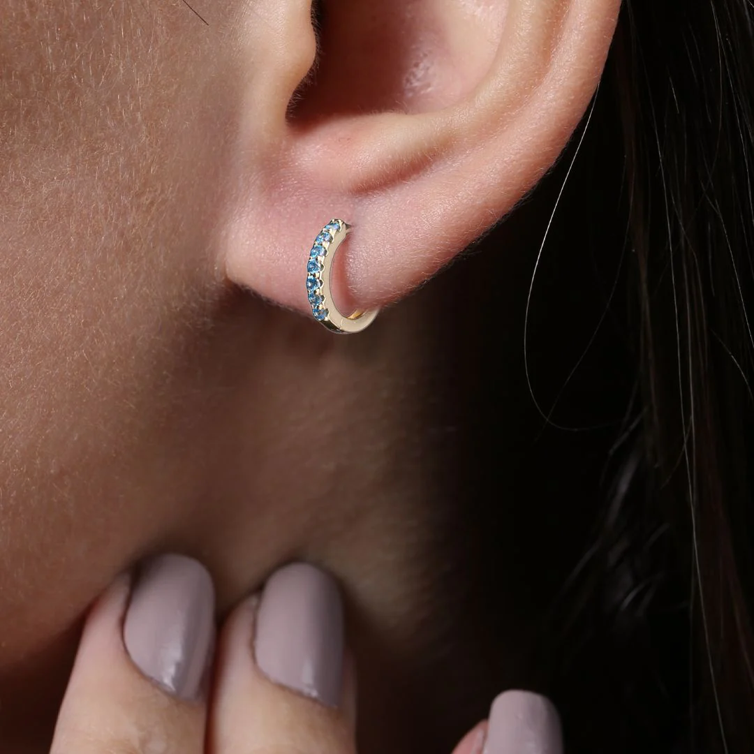 Gemstone Sleeper Huggie Hoop Earrings - Image 8