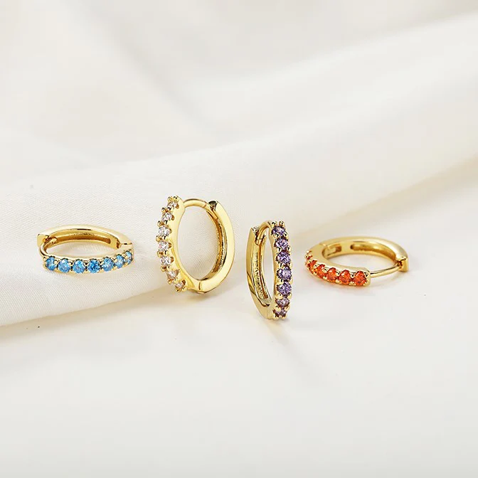 Gemstone Sleeper Huggie Hoop Earrings - Image 9