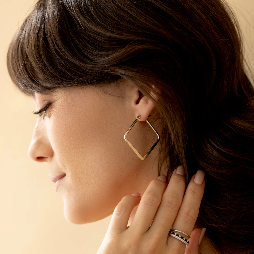 Geometric Girl Boss Hoop Earrings - Image 3