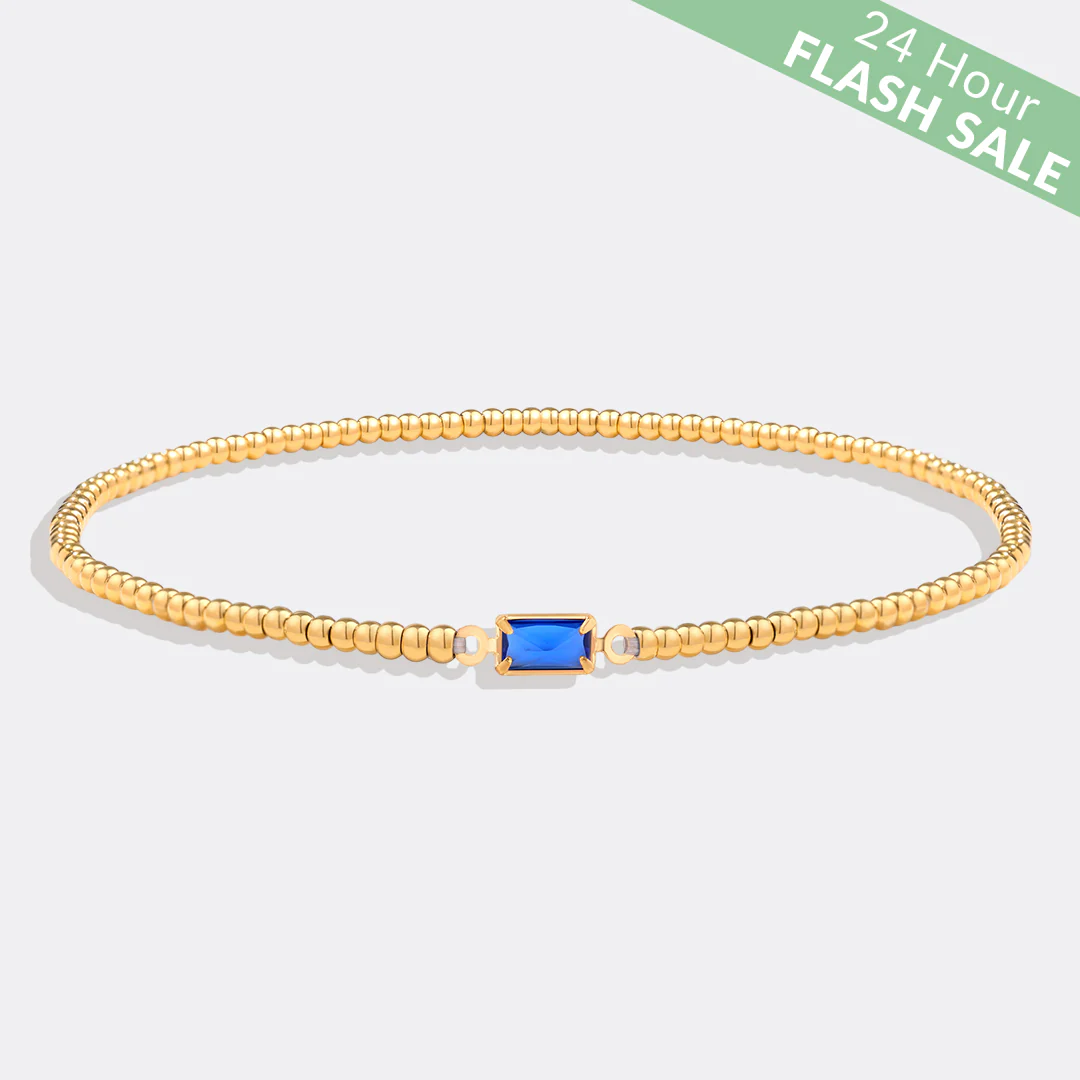 Gold Beaded Birthstone Bracelet - Image 11