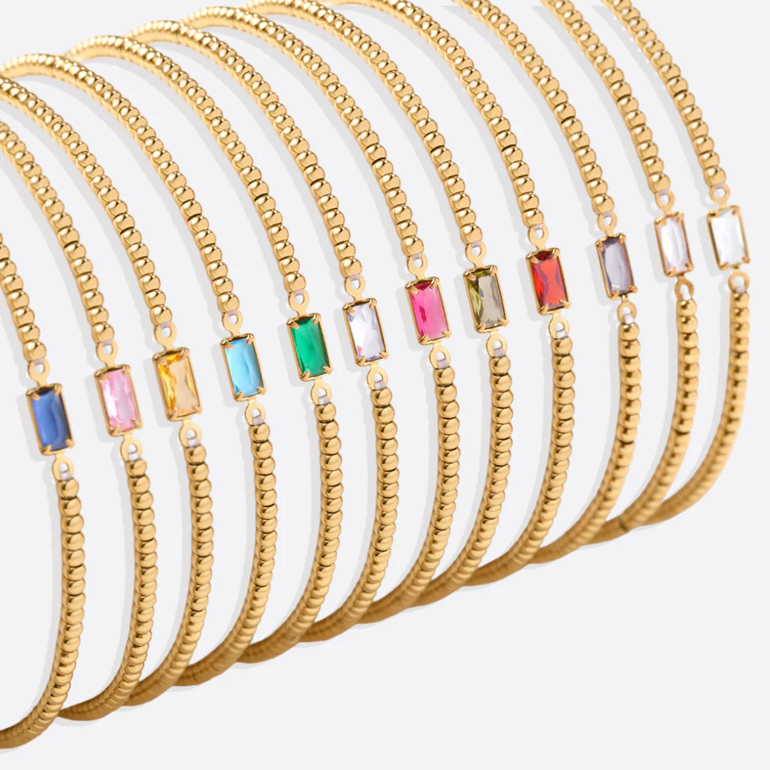 Gold Beaded Birthstone Bracelet - Image 13