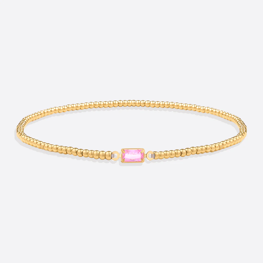 Gold Beaded Birthstone Bracelet - Image 24