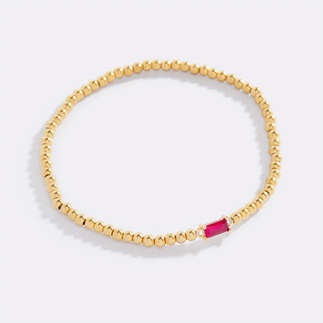 Gold Beaded Birthstone Bracelet - Image 55