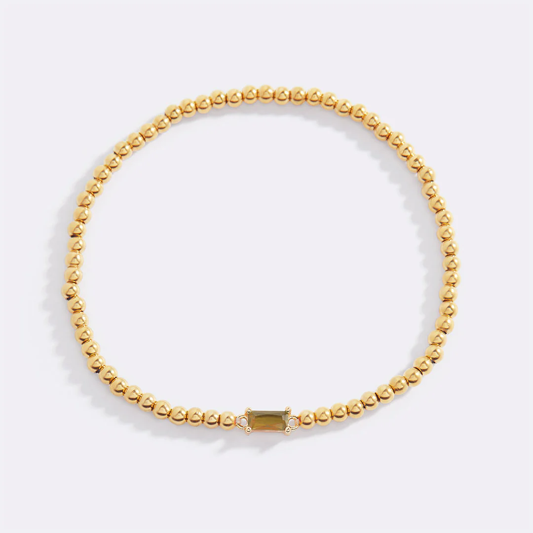 Gold Beaded Birthstone Bracelet - Image 56