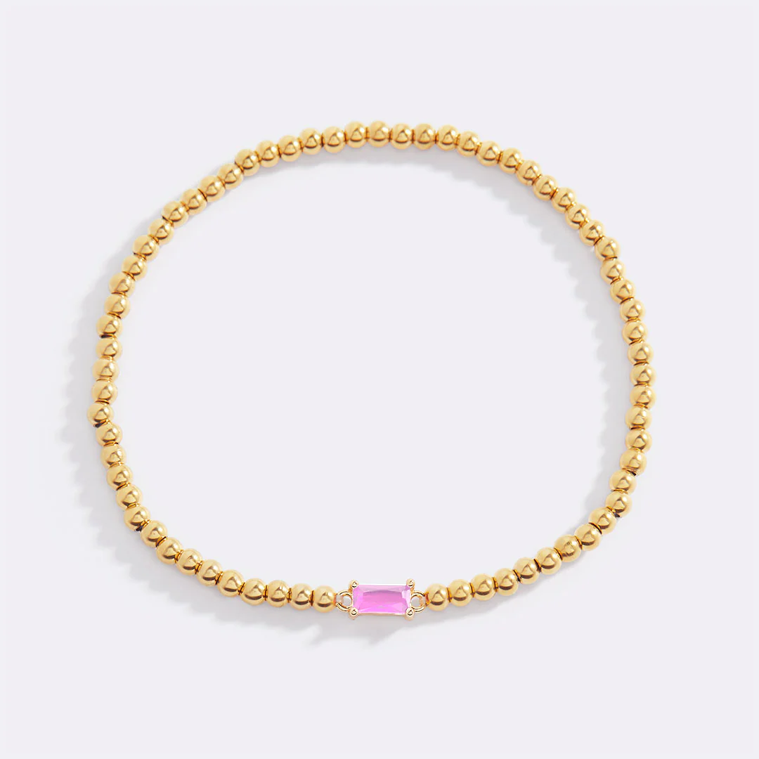 Gold Beaded Birthstone Bracelet - Image 59