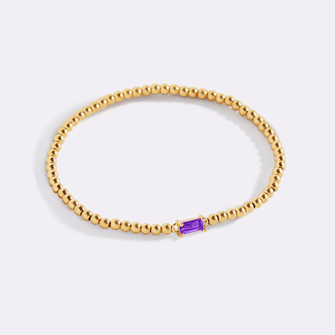 Gold Beaded Birthstone Bracelet - Image 6