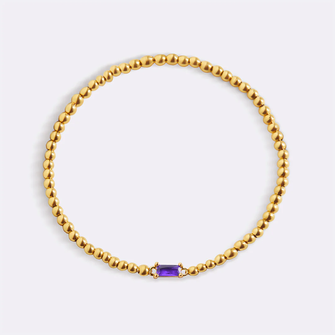 Gold Beaded Birthstone Bracelet - Image 78
