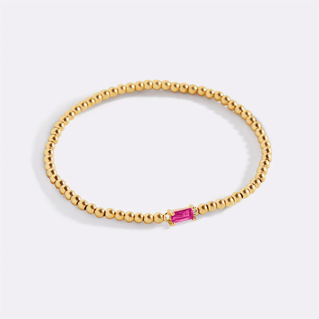 Gold Beaded Birthstone Bracelet - Image 88