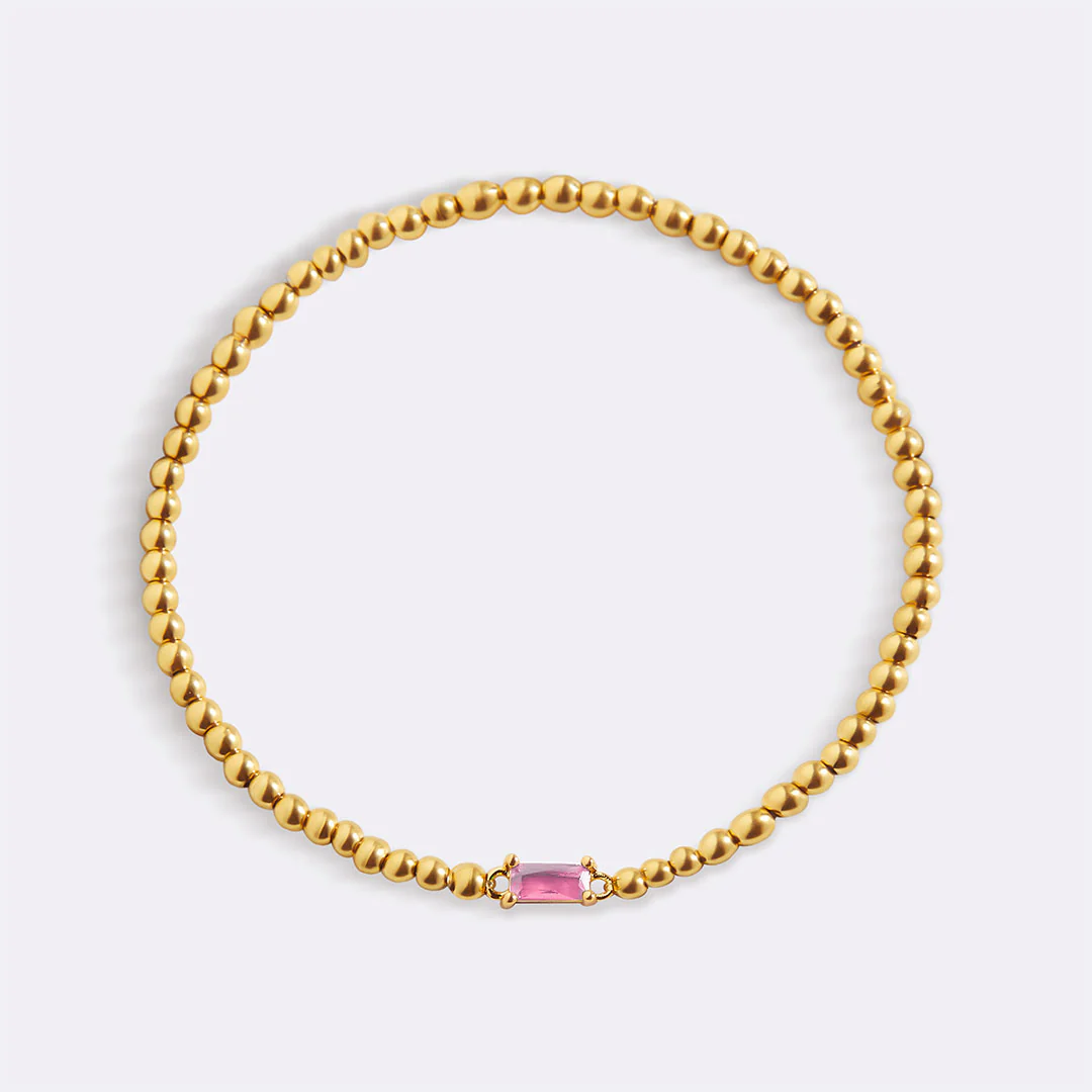 Gold Beaded Birthstone Bracelet - Image 94
